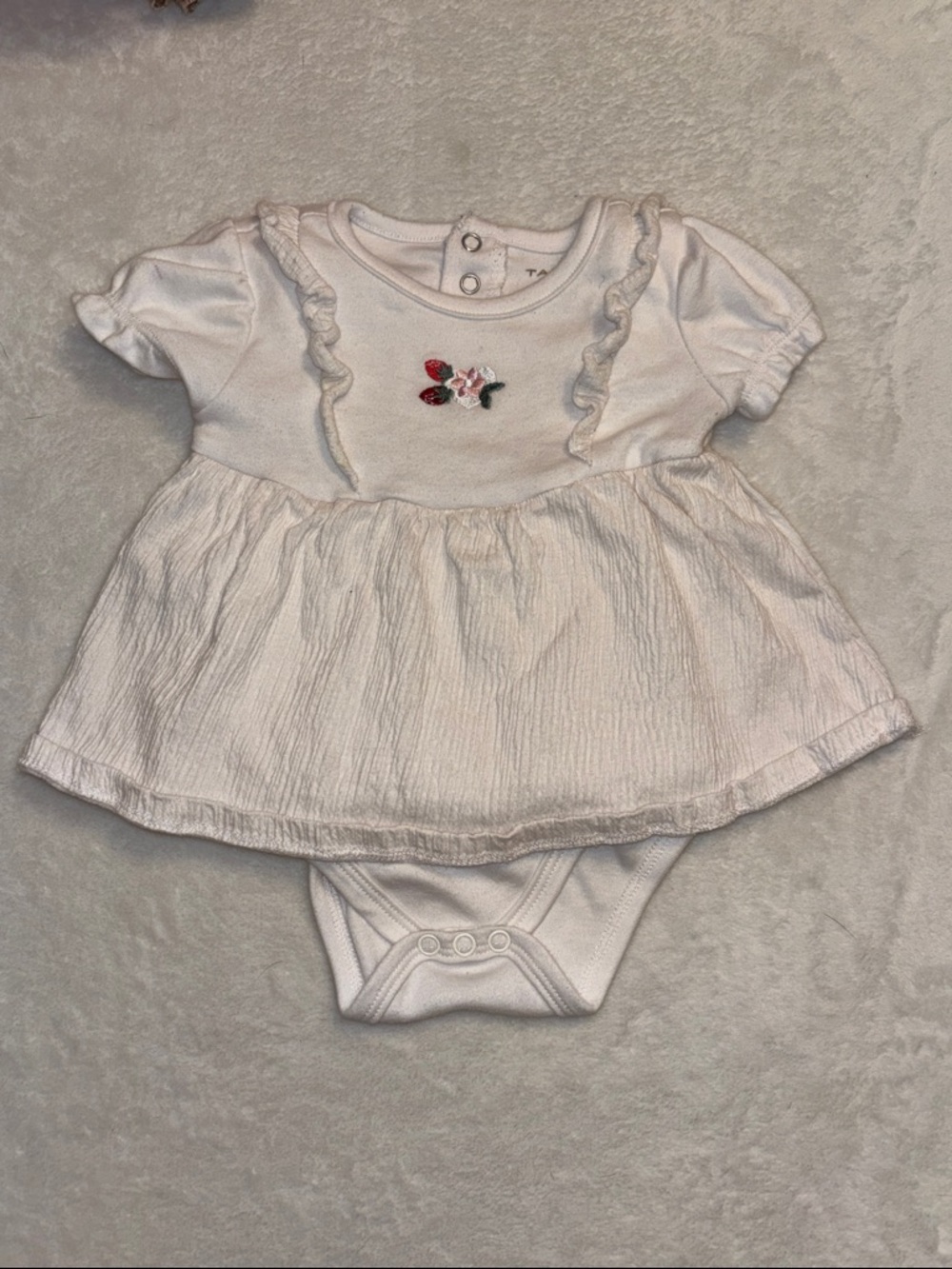 (3 for $10) Tahari Baby Girls White Floral Bodysuit Dress
